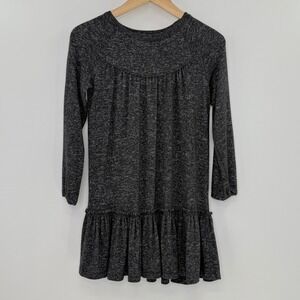 Dip Kids Girls Long Sleeve Grey Marled Drop Waist Ruffle Dress Size M 8 10